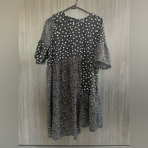 Asymmetric polka dot dress